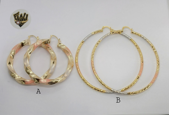 (1-2779) Gold Laminate - Three Tone Hoops - BGO - Fantasy World Jewelry