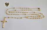 (1-3310) Gold Laminate - 3mm Beads Rosary Necklace - 24''- BGF - Fantasy World Jewelry