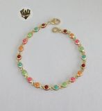 (1-0654) Gold Laminate - 4mm Multicolor Bracelet - BGO - Fantasy World Jewelry