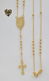 (1-3313) Gold Laminate - 2.5mm Beads Rosary Necklace - 24''- BGO. - Fantasy World Jewelry