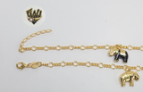 (1-0101) Gold Laminate - 3.75mm Link Anklet with Charms - 10" - BGO - Fantasy World Jewelry