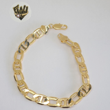 (1-60035) Gold Laminate - 8mm Flat Marine Men Bracelet - 8" - BGF - Fantasy World Jewelry