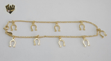 (1-0166) Gold Laminate - 2mm Figaro Anklet with Charms- 10" - BGO - Fantasy World Jewelry