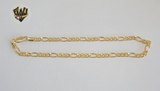 (1-0007) Gold Laminate - 4mm Figaro Anklet -10"- BGF - Fantasy World Jewelry