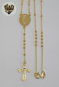 (1-3334) Gold Laminate - 2.5mm Beads Rosary Necklace - 19.5''- BGO. - Fantasy World Jewelry
