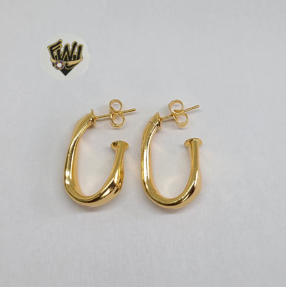 (1-2705-1 B) Gold Laminate - Post Half Hoops Earrings - BGO - Fantasy World Jewelry