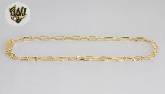 (1-0082) Gold Laminate - 3.5mm Paper Clip Anklet - 10