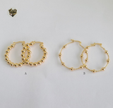 (1-2902) Gold Laminate- Balls Hoops Earrings - BGF - Fantasy World Jewelry