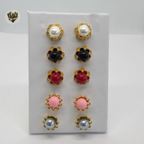 (1-1006) Gold Laminate - Colorful Flower Earrings - BGO - Fantasy World Jewelry