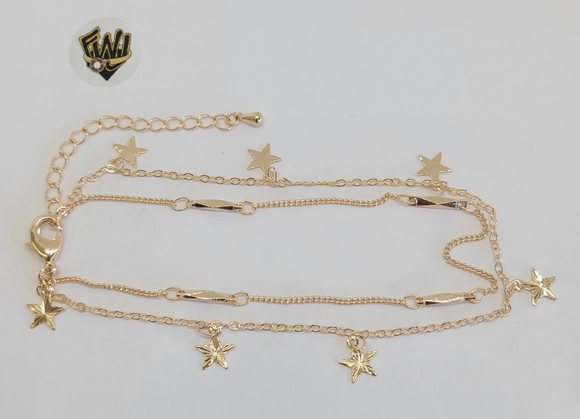 (1-0232-1) Gold Laminate - 2mm Alternative Anklet w/Charms - 8.5
