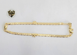 (1-0103) Gold Laminate - 3.5mm Flat Marine Anklet with Elephants - 10" - BGF - Fantasy World Jewelry