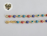 (1-0140-1) Gold Laminate - 5mm Multicolor Eyes Anklets - 10" - BGO - Fantasy World Jewelry