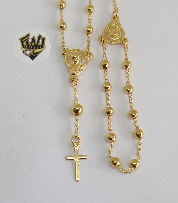 (1-3316-1A) Gold Laminate - 3mm Beads Hand Rosary - 6''- BGO - Fantasy World Jewelry