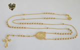 (1-3313) Gold Laminate - 2.5mm Beads Rosary Necklace - 24''- BGO. - Fantasy World Jewelry