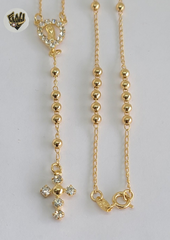 (1-3301) Gold Laminate - 3.5mm Beads Rosary Necklace - 24''- BGF - Fantasy World Jewelry