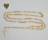 (1-3326-1) Gold Laminate - 3mm Beads Rosary Necklace - 18''- BGO. - Fantasy World Jewelry
