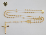 (1-3324-2) Gold Laminate - 3mm Beads Rosary Necklace - 23.5''- BGF. - Fantasy World Jewelry