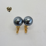 (1-1014) Gold Laminate - Dark Grey Earrings - BGO - Fantasy World Jewelry