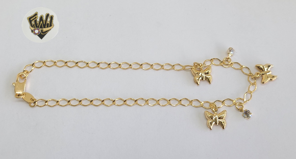 (1-0183) Gold Laminate - 3.5mm Open Link Anklet with Charms - 10