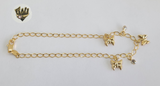 (1-0183) Gold Laminate - 3.5mm Open Link Anklet with Charms - 10" - BGF - Fantasy World Jewelry