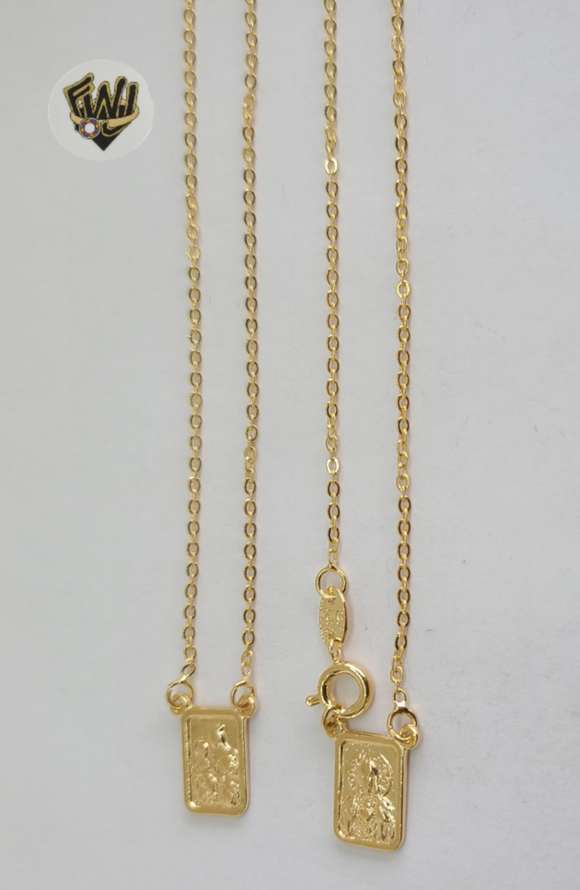 (1-3311) Gold Laminate - 8mm Scapulars Necklace - 24''- BGF - Fantasy World Jewelry