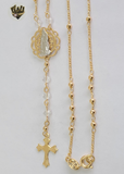 (1-3303-1) Gold Laminate - 2.5mm Beads and Stones Rosary Necklace - 24''- BGF - Fantasy World Jewelry