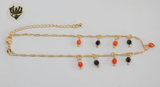 (1-0165) Gold Laminate - 2mm Paper Clips Anklet with Charms - 10" - BGO - Fantasy World Jewelry