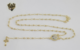 (1-3332) Gold Laminate - 2.5mm Beads Rosary Necklace - 18''- BGO. - Fantasy World Jewelry