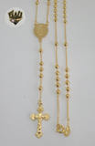 (1-3324) Gold Laminate - 3mm Beads Rosary Necklace - 23.5''- BGO. - Fantasy World Jewelry