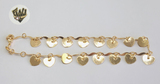 (1-0194) Gold Laminate - 2mm Alternative Anklet w/Charms - 9.5" - BGO - Fantasy World Jewelry