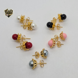 (1-1006) Gold Laminate - Colorful Flower Earrings - BGO - Fantasy World Jewelry