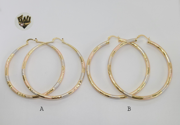(1-2780) Gold Laminate - Three Tone Hoops - BGO - Fantasy World Jewelry