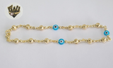 (1-0137) Gold Laminate - 5.5mm Balls and Eyes Anklets - 10" - BGO - Fantasy World Jewelry