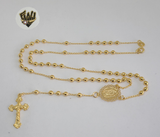 (1-3322) Gold Laminate - 3mm Beads Rosary Necklace - 20''- BGO. - Fantasy World Jewelry