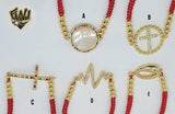 (1-60099) - Gold Plated Red String Bracelet (CZ Stone) - Fantasy World Jewelry