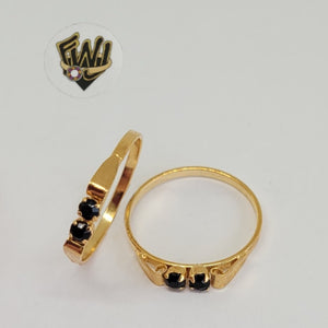 (1-3003-2) Gold Laminate - Black Crystal Ring - BGO - Fantasy World Jewelry