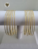 (1-4015-1) Gold Laminate - 1mm Bangles w/Design -7pieces - BGO - Fantasy World Jewelry