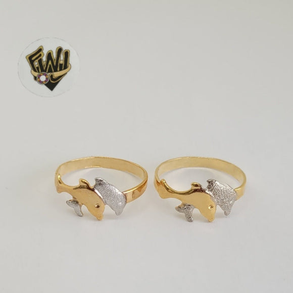 (1-3036) Gold Laminate - Two Tone Dolphin Ring - BGF - Fantasy World Jewelry