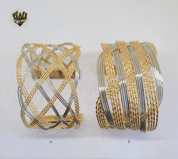 (1-4065) Gold Laminate - 47mm Two Tone Bangles - BGO - Fantasy World Jewelry