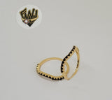 (1-3051) Gold Laminate - Black CZ Ring - BGO - Fantasy World Jewelry