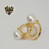 (1-3076) Gold Laminate-Pearl Ring- BGO - Fantasy World Jewelry