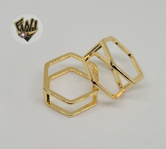 (1-3082) Gold Laminate-Hexagon Ring- BGO - Fantasy World Jewelry