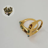 (1-3075-1) Gold Laminate- Multi-Color Crystal Ring - BGF - Fantasy World Jewelry
