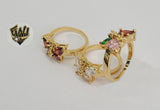 (1-3101) Gold Laminate-Butterfly Crystal Ring - BGO - Fantasy World Jewelry