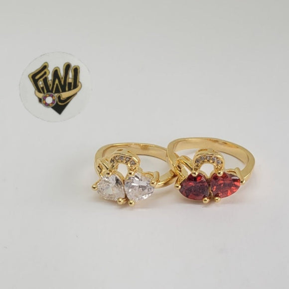 (1-3085-1) Gold Laminate-2  CZ Hearts Ring- BGO - Fantasy World Jewelry