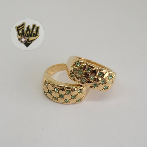 (1-3084) Gold Laminate- Green CZ Ring- BGF - Fantasy World Jewelry