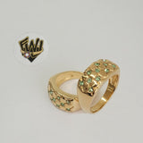 (1-3084) Gold Laminate- Green CZ Ring- BGF - Fantasy World Jewelry