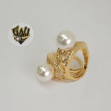 (1-3086-3) Gold Laminate-Pearl w/Hearts Ring- BGO - Fantasy World Jewelry