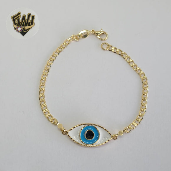 (1-0663) Gold Laminate - 3mm Curb Link Bracelet w/Eye - BGF - Fantasy World Jewelry
