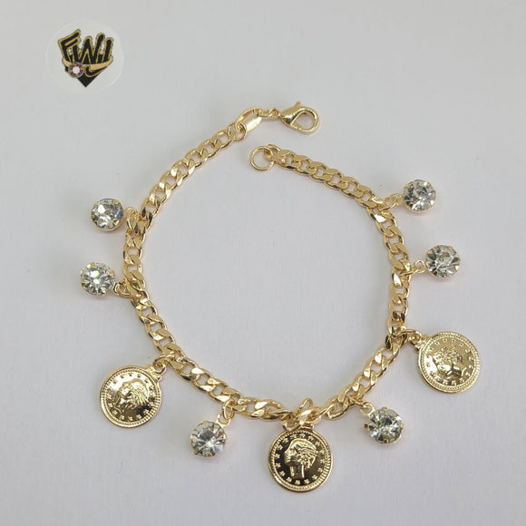 (1-0513) Gold Laminate - 3.5mm Cuban Bracelets w/Charms - BGF - Fantasy World Jewelry